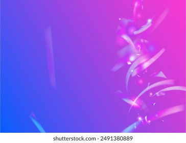 Birthday Burst. Laser Template. Isolated Paper. Hologram Glitter. Rainbow Design. Disco Background. Blue Foil Effect. Glare Holographic Serpentine. Pink Birthday Burst