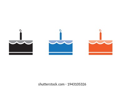 Birthday cak with candle vector icon on white background