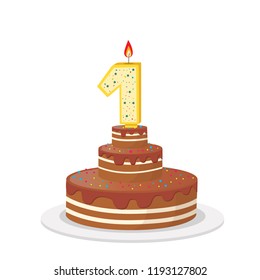 Birthday Cake 1 Year Vector