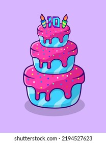 Birthday Cake 10 Year Vector Illustration