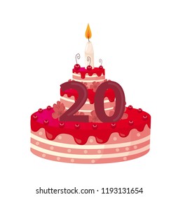 birthday cake 20 years vector