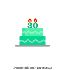 Birthday cake. 30th birthday. 30th anniversary cake. Congratulations. vector illustration