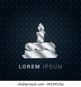 Birthday Cake 3D silver/platinum metallic chromium precious Icon / Logo Design