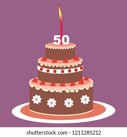 birthday cake, 50 years, vector illustration
