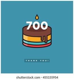 Birthday Cake for 700 Likes! (Vector Design Template For Social Networks Thanking a Large Number of Subscribers or Followers)