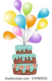 Birthday cake with balloons
