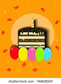 Birthday cake and balloons. 