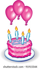 Birthday Cake and Balloons