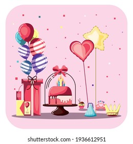 birthday cake balloons gifts card