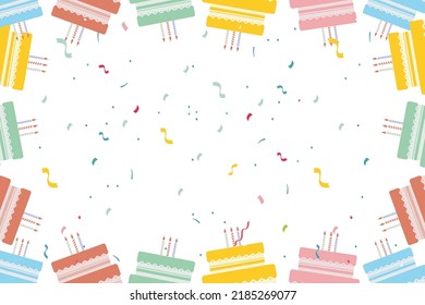 Birthday cake banner frame. Birthday banner illustration with colorful birthday cake