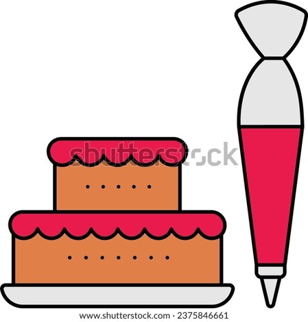 Birthday cake is being Prepared concept, Half Done Pastry with Icing gun vector icon design, Bakery and Baked Goods symbol, Culinary and Kitchen Education sign, Recipe development stock illustration