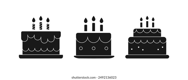 birthday cake black design vector illustration isolated white background