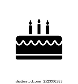 Birthday cake black and white flat vector icon design. Birthday cake symbol design and clip art