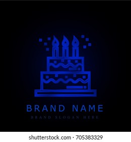 Birthday cake blue chromium metallic logo