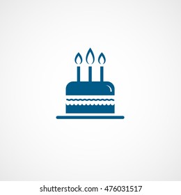 Birthday Cake Blue Flat Icon On White Background