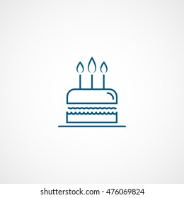 Birthday Cake Blue Flat Icon On White Background