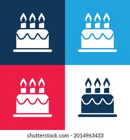 Birthday Cake blue and red four color minimal icon set