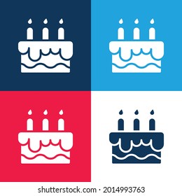 Birthday Cake blue and red four color minimal icon set