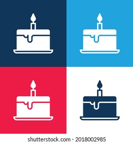 Birthday Cake blue and red four color minimal icon set