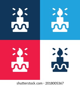 Birthday Cake blue and red four color minimal icon set