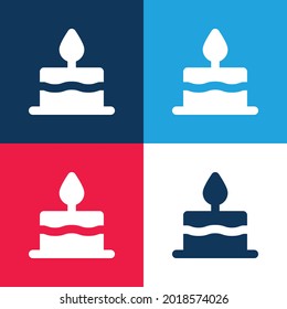 Torta de cumpleaños azul y rojo cuatro colores conjunto mínimo de iconos