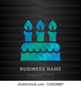 Birthday Cake Blue,Green and Black silk fashion premium icon / Logo