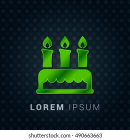 Birthday Cake Bright Green chromium precious metallic 3D Icon / Logo Design
