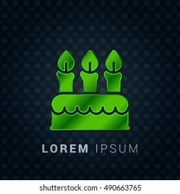 Birthday Cake Bright Green chromium precious metallic 3D Icon / Logo Design