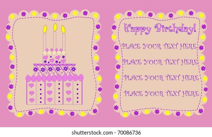 Birthday cake with burning candles vector