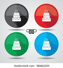 Birthday cake , Button, label and sign - Vector illustration