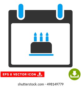 Birthday Cake Calendar Day icon. Vector EPS illustration style is flat iconic bicolor symbol, blue and gray colors.
