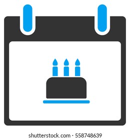 Birthday Cake Calendar Day vector toolbar icon. Style is bicolor flat icon symbol, blue and gray colors, white background.