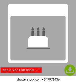 Birthday Cake Calendar Page icon. Vector EPS illustration style is flat iconic bicolor symbol, dark gray and white colors.