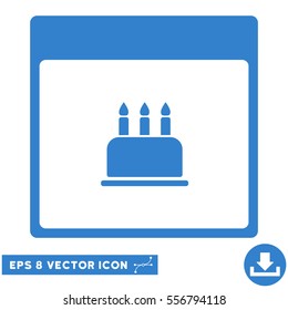 Birthday Cake Calendar Page icon. Vector EPS illustration style is flat iconic symbol, cobalt color.