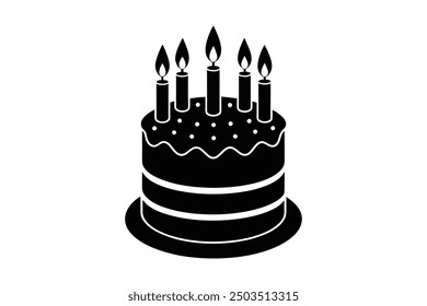 birthday cake with candels silhouette vector illustration