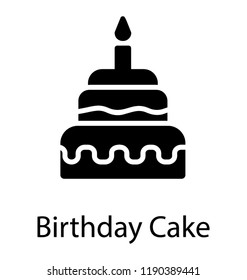 Birthday cake with candle for celebrating birthday party  