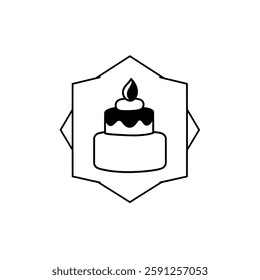 Birthday Cake with Candle. Delicious Sweet Treat Perfect for Party Celebrations. Simple Minimalist Ideal for Bakery Logos and Graphic Designs.