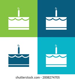 Birthday Cake With Candle Flat four color minimal icon set