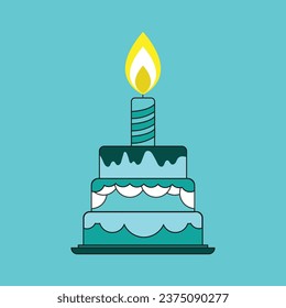 Birthday cake with candle icon flat design