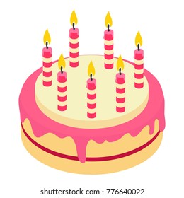 Birthday cake candle icon. Isometric illustration of birthday cake candle vector icon for web