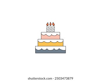 Birthday Cake with candle Illustration