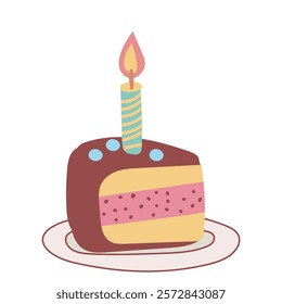 Birthday cake  with candle illustration