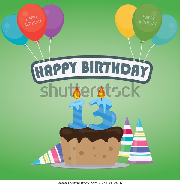 Birthday Cake Candle Number 13 Flat Stock Vector (Royalty Free) 577315864