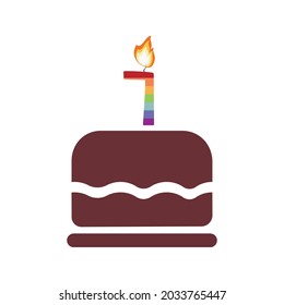 Birthday Cake with candle and number 7