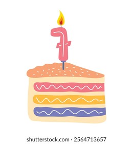 birthday cake candle number seven isolated