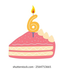 birthday cake candle number six isolated