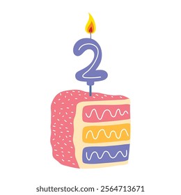 birthday cake candle number two isolated