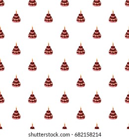 Birthday cake with candle pattern seamless repeat in cartoon style vector illustration