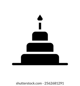 Birthday cake with candle silhouette. Concept of celebration, anniversary, and party.