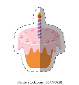 birthday cake candle sweet vector illustration eps 10